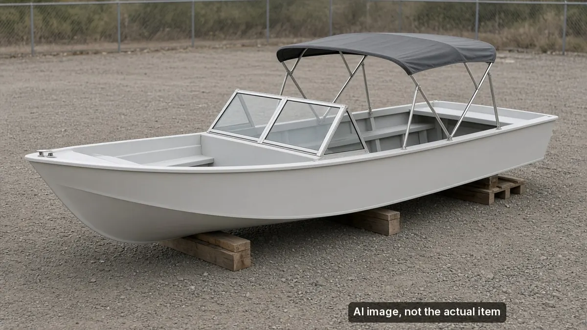 AI-generated illustration of a 30-foot Altamar panga passenger boat with a canvas bimini top